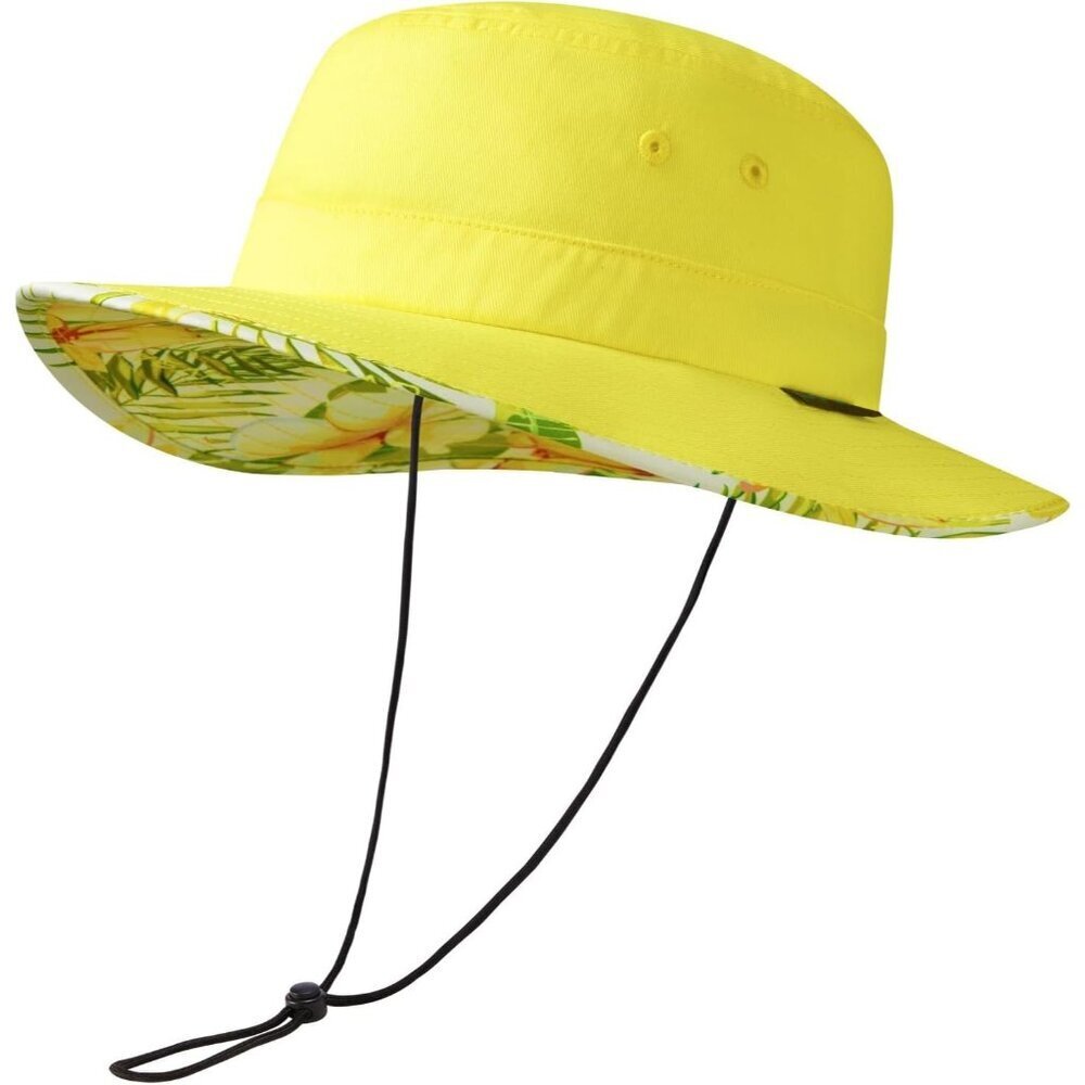 Unisex Yellow Western Wide Brim Boonie with Chin Strap Hiking Classic Cowboy Hat